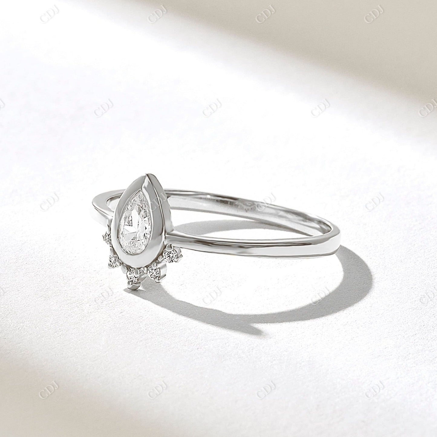 0.21CTW Pear Cut Lab Grown Diamond Tiara Engagement Ring  customdiamjewel 10KT White Gold VVS-EF