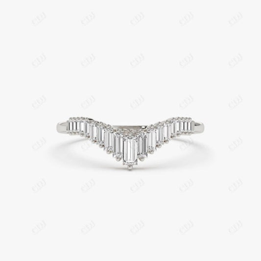 0.50CTW Lab Grown Baguette Diamond Curved Wedding Band  customdiamjewel Sterling Silver White Gold VVS-EF