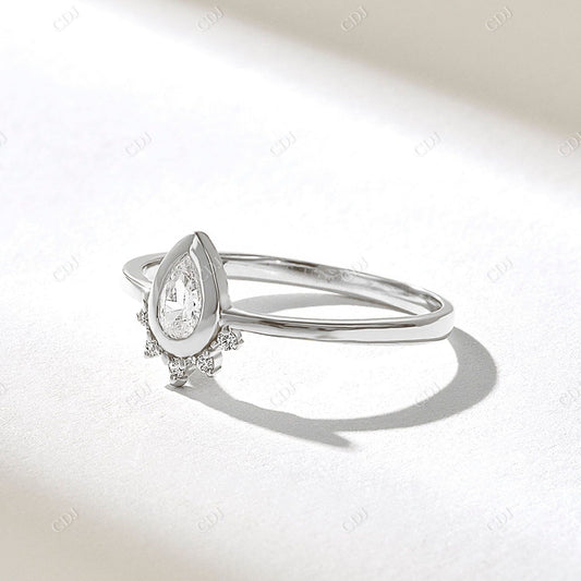 0.21CTW Pear Diamond Bezel Set Tiara Ring  customdiamjewel 10KT White Gold VVS-EF