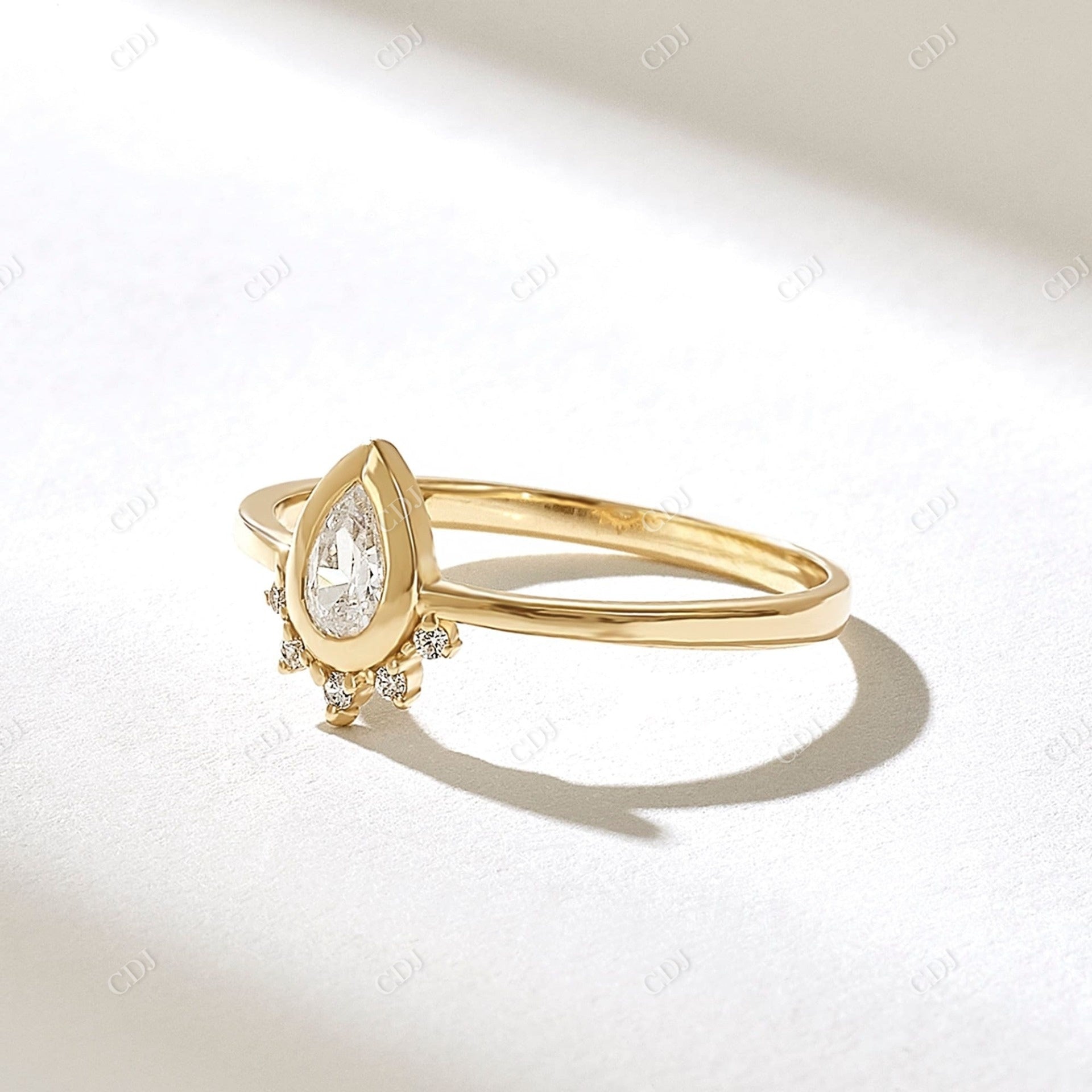 0.21CTW Pear Cut Lab Grown Diamond Tiara Engagement Ring  customdiamjewel   