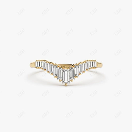 0.50CTW Lab Grown Baguette Diamond Curved Wedding Band  customdiamjewel Sterling Silver Yellow Gold VVS-EF