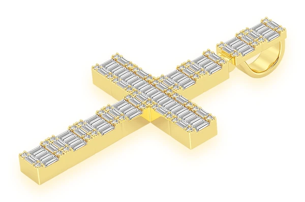 2.00CTW Royal Baguette Cross Pendant  customdiamjewel   