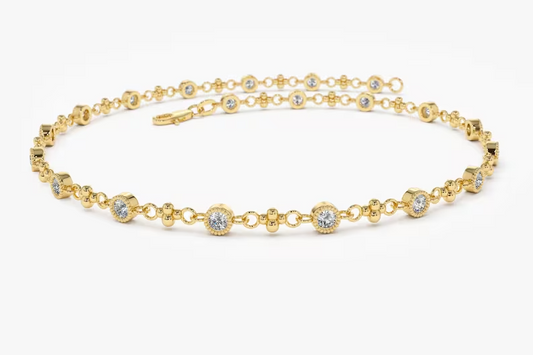 Milgrain Art Deco Bezel Setting Lab Grown Diamond Bracelet  customdiamjewel Sterling Silver Yellow Gold VVS-EF