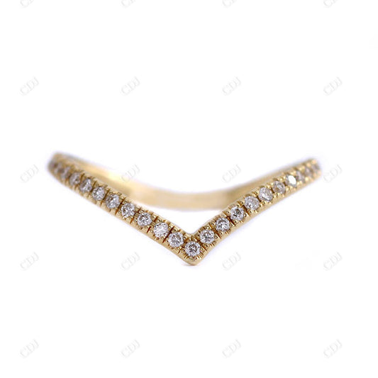 Chevron 1MM Natural Diamond Wedding Band  customdiamjewel 10KT Yellow Gold VVS-EF