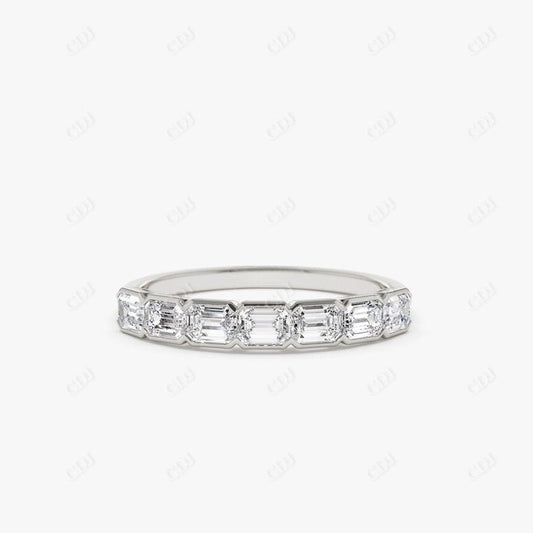0.75CTW Half Bezel Setting Lab Grown Diamond Wedding Band  customdiamjewel Sterling Silver White Gold VVS-EF