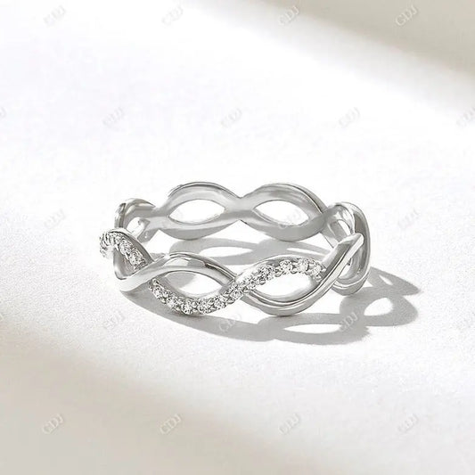 0.22CTW Round Cut Lab Grown Diamond Twisted Wedding Band  customdiamjewel 10KT White Gold VVS-EF