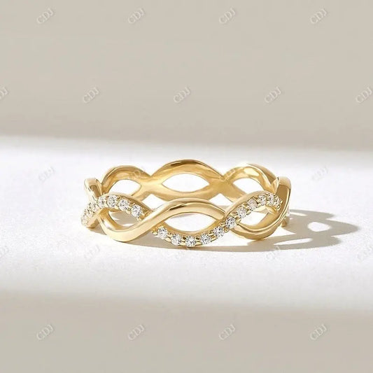 0.22CTW Round Cut Lab Grown Diamond Twisted Wedding Band  customdiamjewel 10KT Yellow Gold VVS-EF
