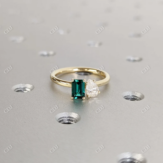 0.5CT Double Stone Moissanite Toi Et Moi Wedding Ring  customdiamjewel 10KT Yellow Gold VVS-EF
