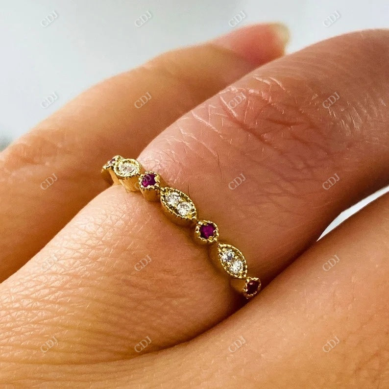 Unique Round Cut Yellow Gold Wedding Band