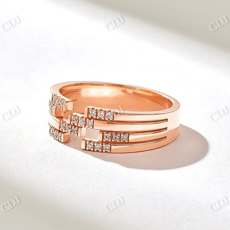 0.24CTW Round Lab Grown Pave Diamond Lines Wedding Band  customdiamjewel 10KT Rose Gold VVS-EF