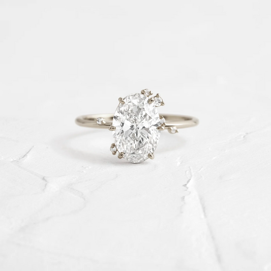Oval Cut Moissanite Antique Style Engagement Ring  customdiamjewel 10KT White Gold VVS-EF