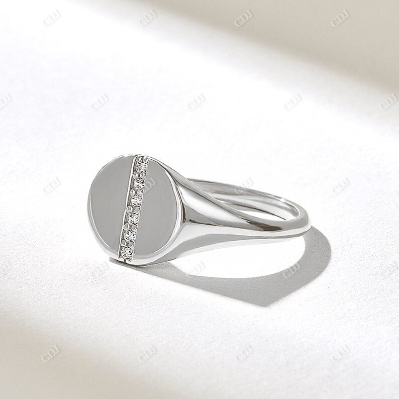 0.06CTW Lab Grown Diamond Signet Ring  customdiamjewel 10KT White Gold VVS-EF