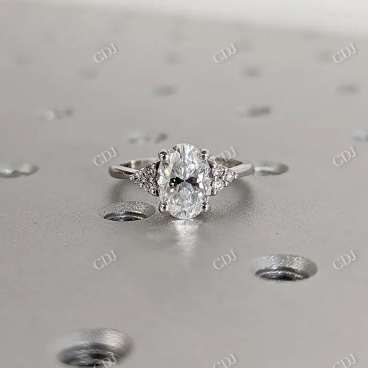 1.5CT Oval Cut Moissanite Unique Cluster Ring  customdiamjewel 10KT White Gold VVS-EF