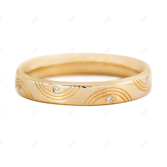 Round Lab Grown Diamond Wavy Wedding Band  customdiamjewel 10KT Yellow Gold VVS-EF