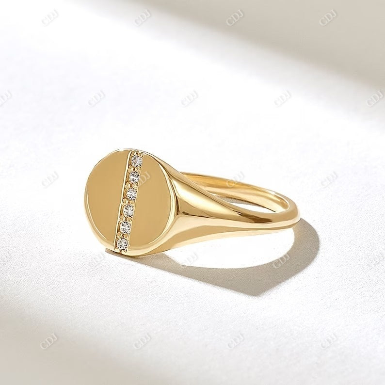 0.06CTW Lab Grown Diamond Signet Ring  customdiamjewel 10KT Yellow Gold VVS-EF