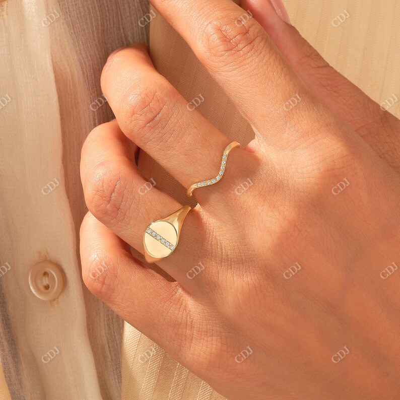 0.06CTW Lab Grown Diamond Signet Ring  customdiamjewel   