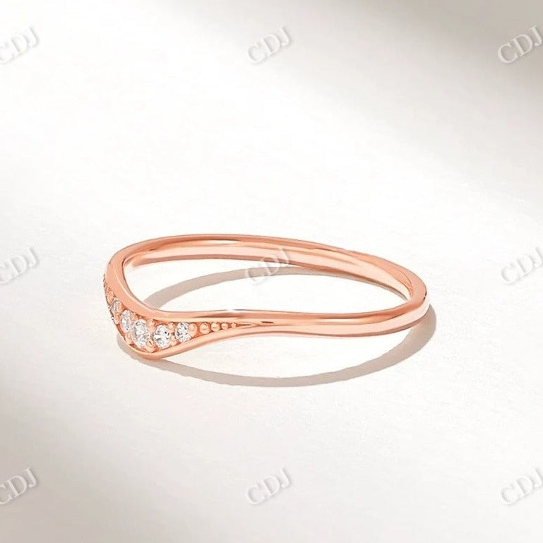 0.07CTW Solid Gold Round Lab Grown Curved Wedding Band  customdiamjewel 10KT Rose Gold VVS-EF