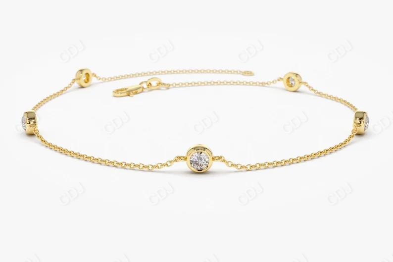 0.50CTW Moissanite Bezel Set Diamond Bracelet  customdiamjewel Sterling Silver Yellow Gold VVS-EF
