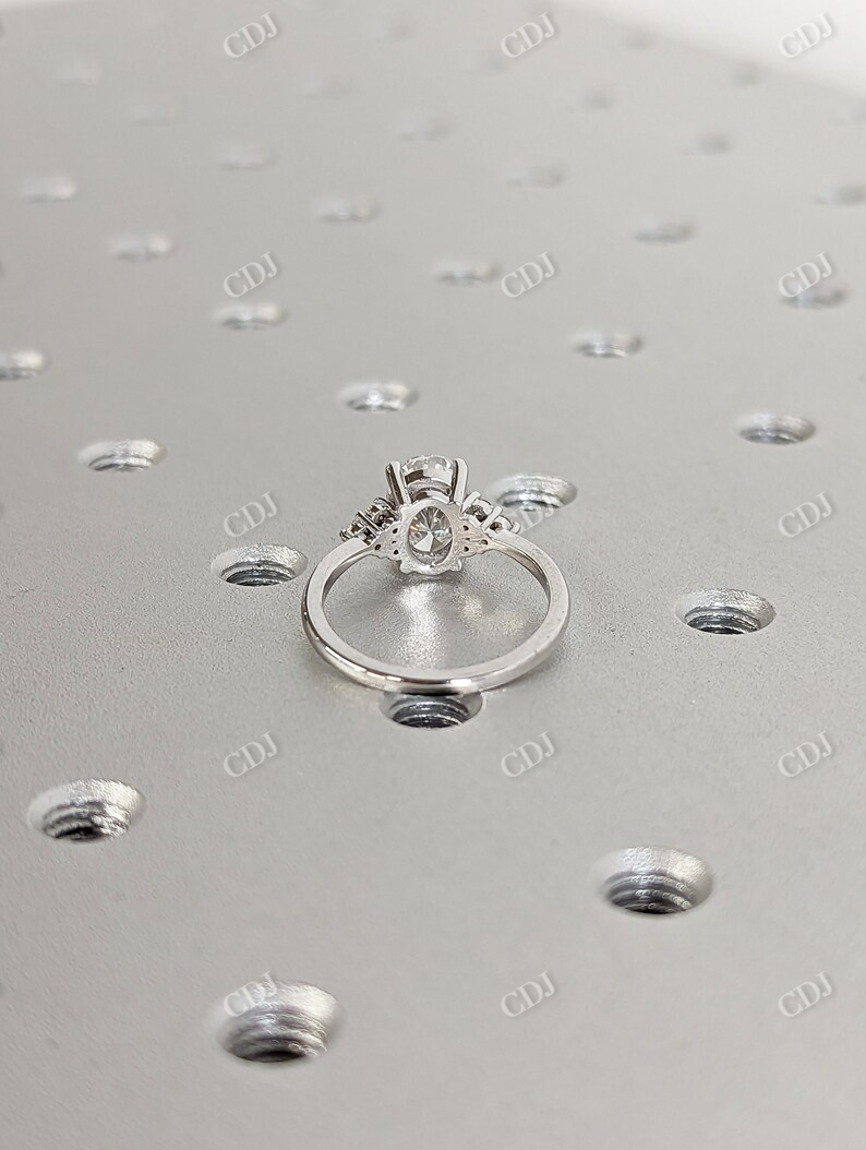 1.5CT Oval Cut Moissanite Unique Cluster Ring  customdiamjewel   