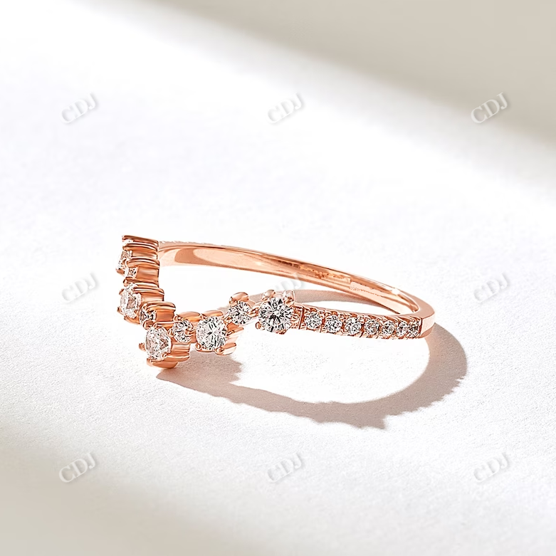 0.33CTW Round Lab Grown Diamond Curved Wedding Band  customdiamjewel 10KT Rose Gold VVS-EF