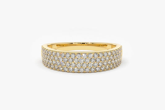0.68CTW Half Eternity Natural Diamond Wide Women's Band  customdiamjewel 10 KT Solid Gold Yellow Gold VVS-EF