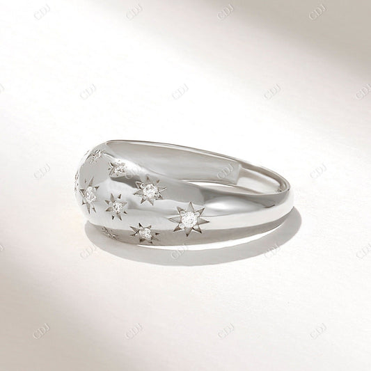 0.12CTW Real Diamond Star Dome Ring  customdiamjewel 10KT White Gold VVS-EF
