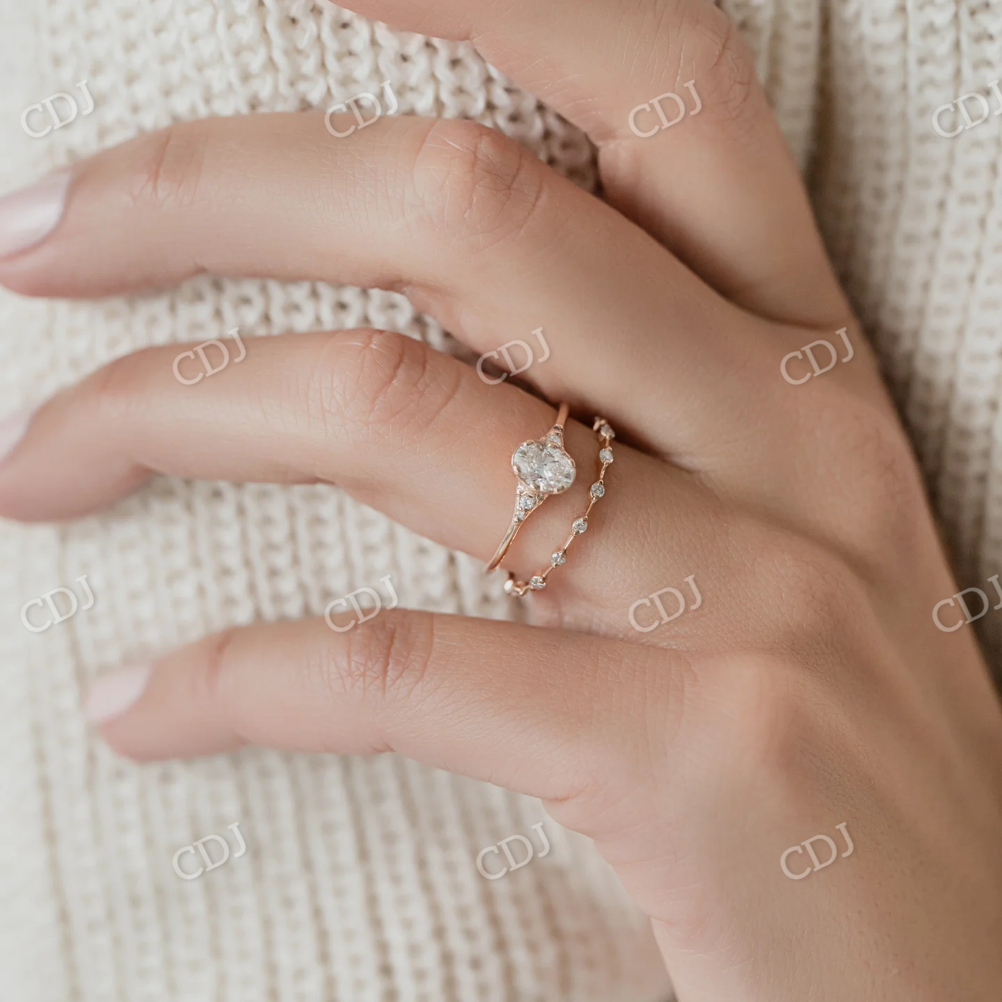 Antique Cluster Engagement Ring Oval Cut Moissanite Ring  customdiamjewel   