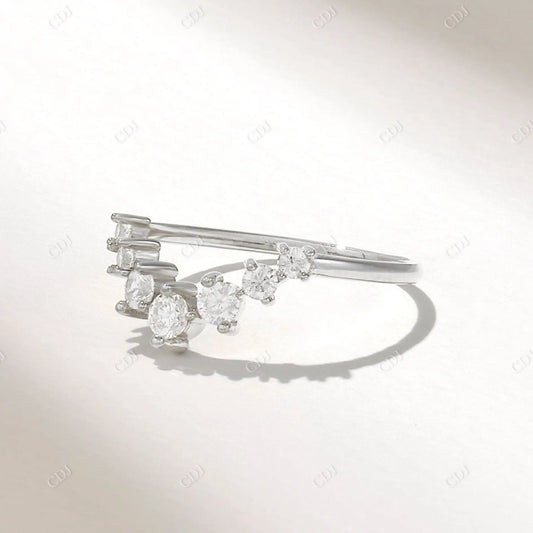 0.40CTW Round Lab Grown Diamond Curved Wedding Band  customdiamjewel 10KT White Gold VVS-EF