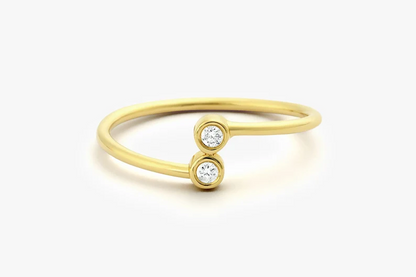 0.06CTW Bypass Double Lab Grown Diamond Engagement Ring  customdiamjewel 10KT Yellow Gold VVS-EF
