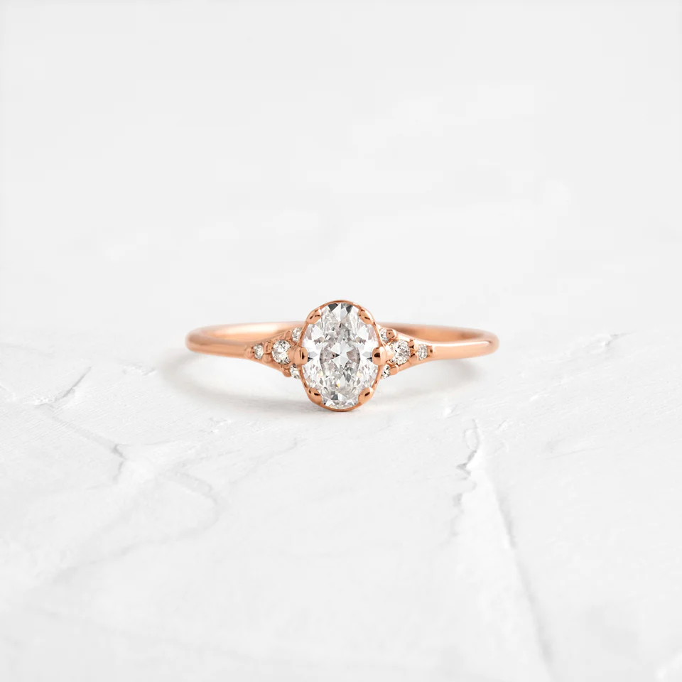 Antique Cluster Engagement Ring Oval Cut Moissanite Ring  customdiamjewel   