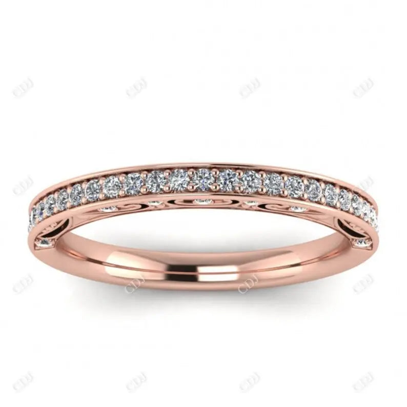0.23CT Lab Grown Diamond Micro Pave Antique Wedding Band  customdiamjewel 10KT Rose Gold VVS-EF