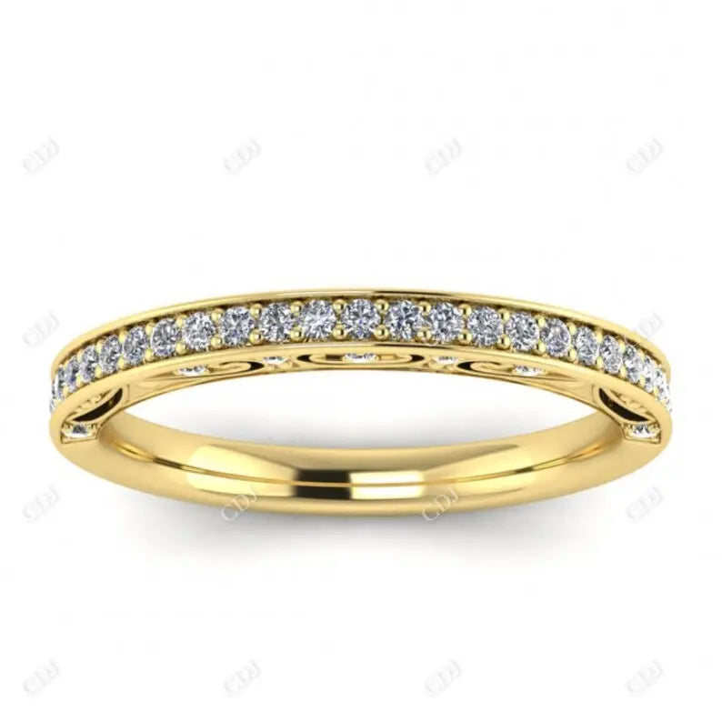 0.23CT Lab Grown Diamond Micro Pave Antique Wedding Band  customdiamjewel 10KT Yellow Gold VVS-EF