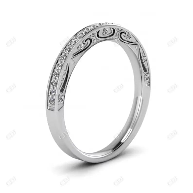 0.23CT Lab Grown Diamond Micro Pave Antique Wedding Band  customdiamjewel   