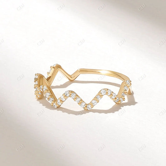 0.17CTW Round Cut Lab Grown Diamond Zigzag Wedding Band  customdiamjewel 10KT Yellow Gold VVS-EF