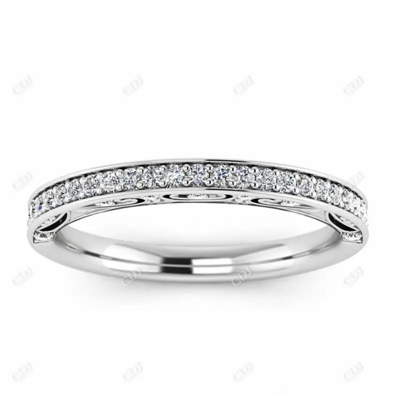 0.23CT Lab Grown Diamond Micro Pave Antique Wedding Band  customdiamjewel 10KT White Gold VVS-EF