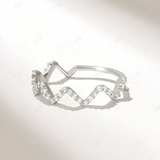 0.17CTW Round Cut Lab Grown Diamond Zigzag Wedding Band  customdiamjewel 10KT White Gold VVS-EF