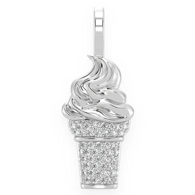 White Gold Cluster Diamond Ice Cream Pendant customdiamjewel