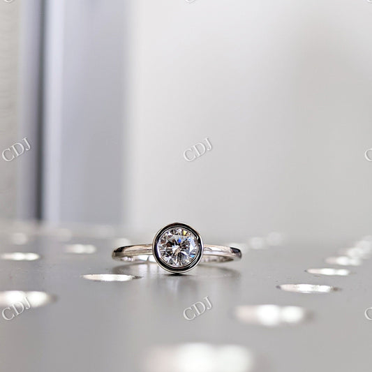 Antique Cut Moissanite Bezel Setting White Gold Solitaire Ring  customdiamjewel 10KT White Gold VVS-EF