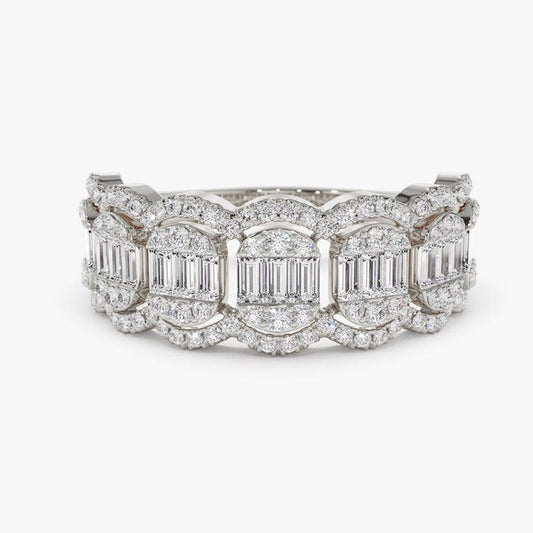 1.00CTW Baguette Cut Natural Diamond Cluster Wedding Band  customdiamjewel 10 KT Solid Gold White Gold VVS-EF