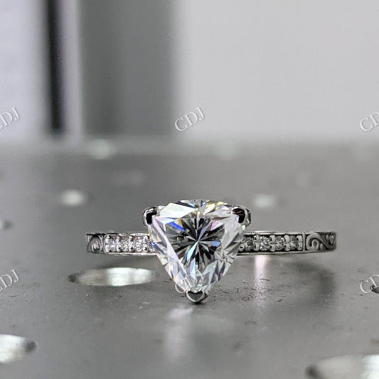 14k White Gold Trillion Cut Moissanite Solitaire Engagement Ring  customdiamjewel 10KT White Gold VVS-EF