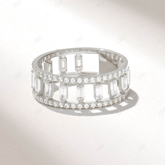 0.87CTW Baguette Earth Mine Diamond Bold Eternity Ring  customdiamjewel 10KT White Gold VVS-EF