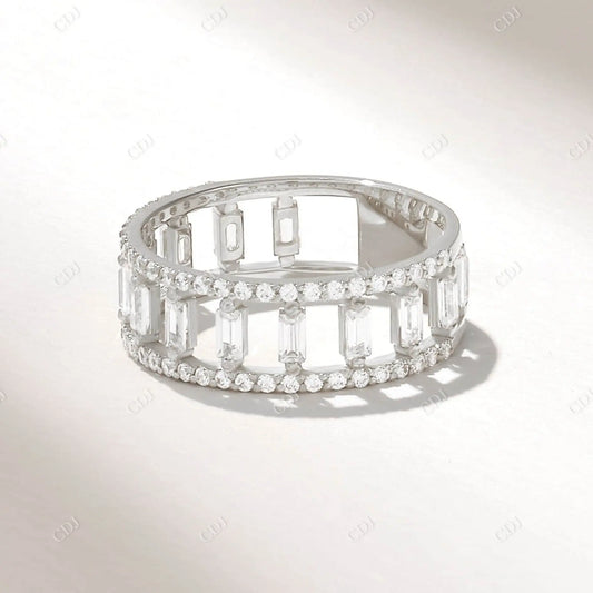 0.87CTW Baguette Lab Grown Diamond Bold Eternity Band  customdiamjewel 10KT White Gold VVS-EF