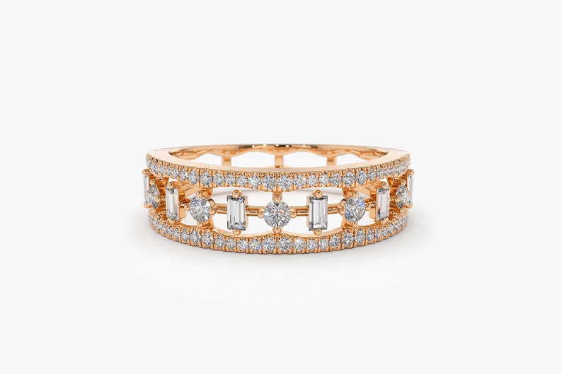 0.50CTW Baguette Cut Natural Diamond Multi Stone Wedding Band  customdiamjewel 10 KT Solid Gold Rose Gold VVS-EF