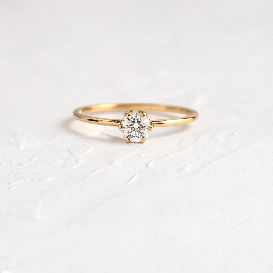 0.30CT Solitaire Round Cut Moissanite Engagement Ring  customdiamjewel 10KT Yellow Gold VVS-EF