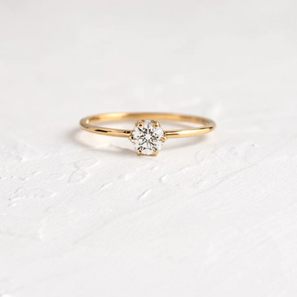 0.30CT Solitaire Round Cut Moissanite Engagement Ring  customdiamjewel 10KT Yellow Gold VVS-EF