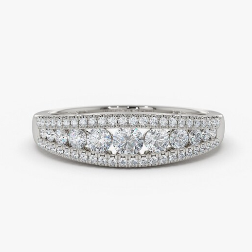 0.55CTW Channel Setting Lab Grown Diamond Wedding Band  customdiamjewel Sterling Silver White Gold VVS-EF