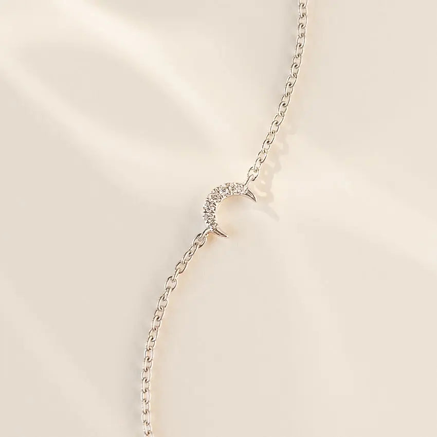 0.07CTW Diamond Half Moon Chain Bracelet  customdiamjewel   