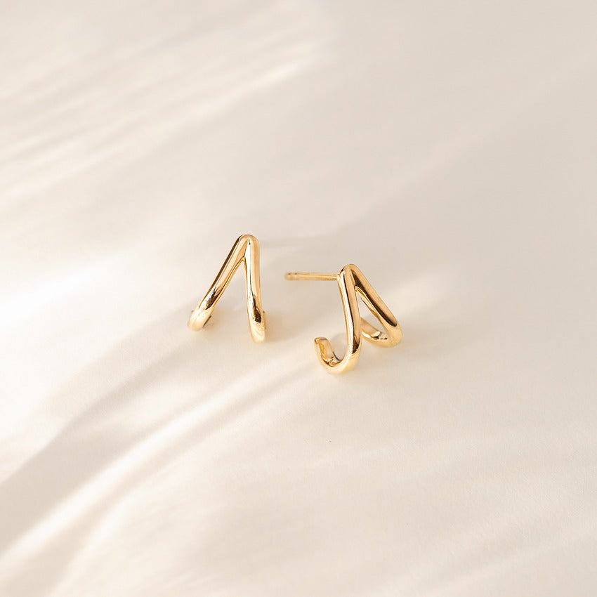 Unique Geometric Shape Solid Gold Earrings  customdiamjewel   