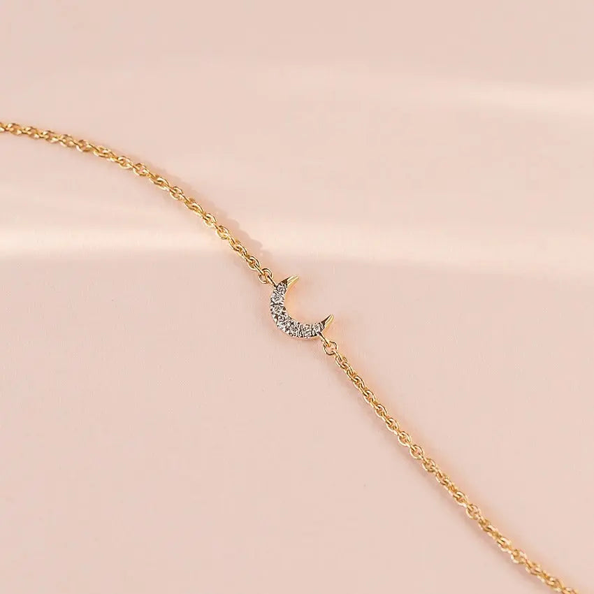 0.07CTW Diamond Half Moon Chain Bracelet  customdiamjewel   