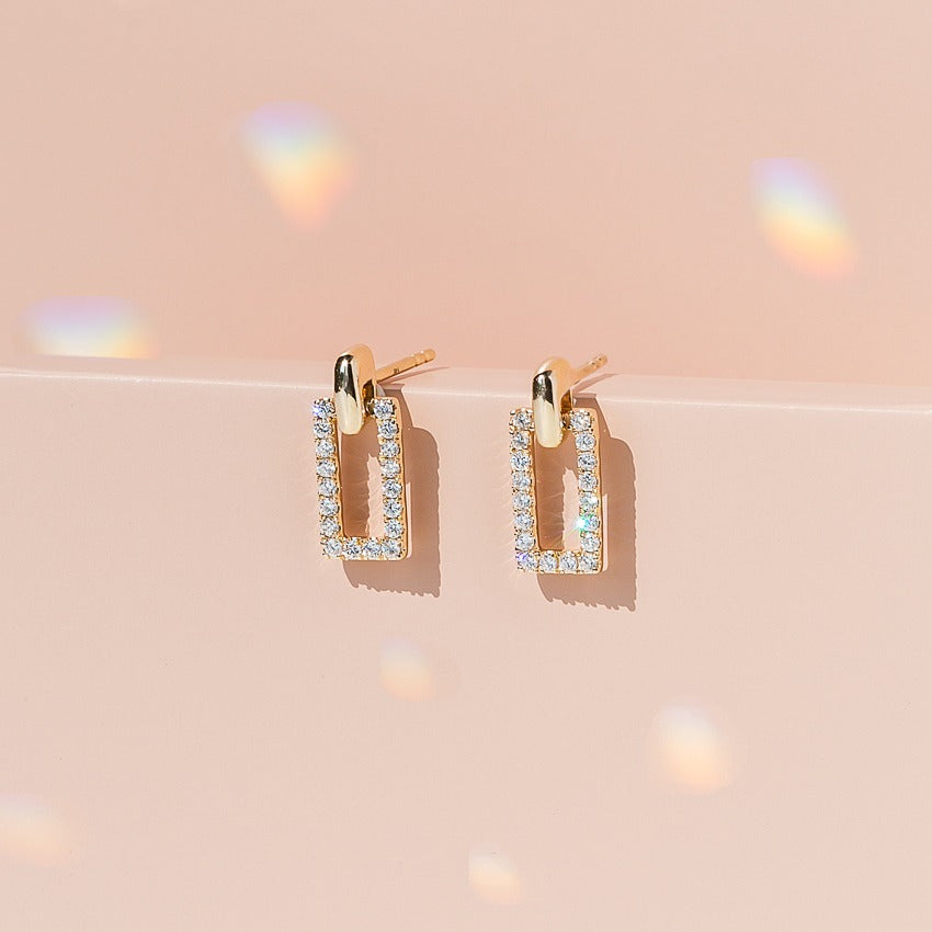 0.50CTW Rectangle Shape Diamond Eternity Earrings